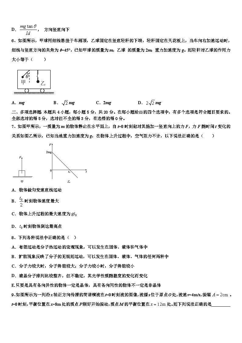 2026届吉林省梅河口五中等联谊校高考考前模拟物理试题含解析第3页