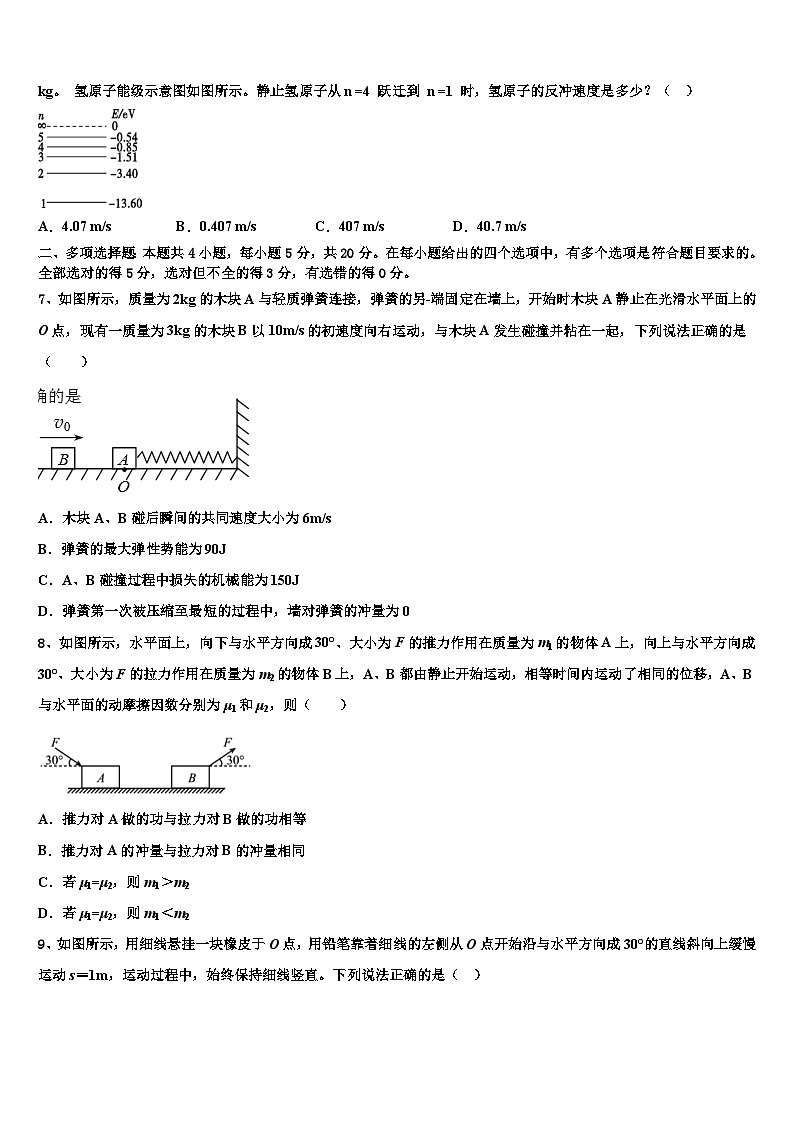 2026届吉林省乾安县七中高考物理一模试卷含解析第3页