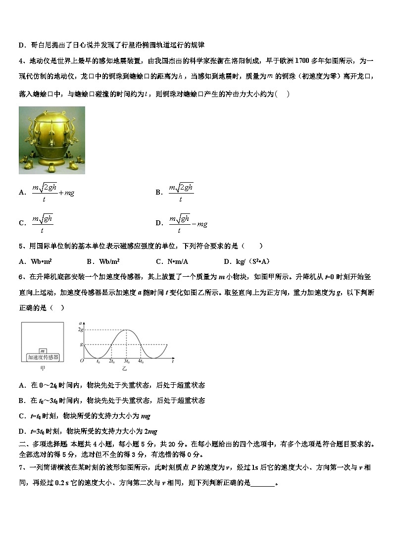 2026届吉林省普通高中高三下学期一模考试物理试题含解析第2页