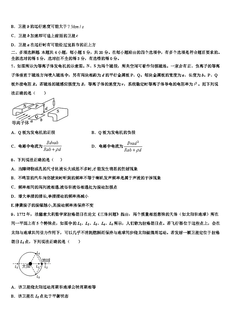 2026届吉林省四平市高三下学期一模考试物理试题含解析第3页