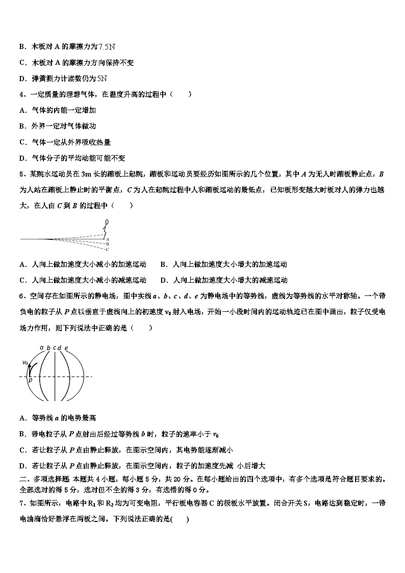 2026届吉林省吉林市普通中学高三冲刺模拟物理试卷含解析第2页