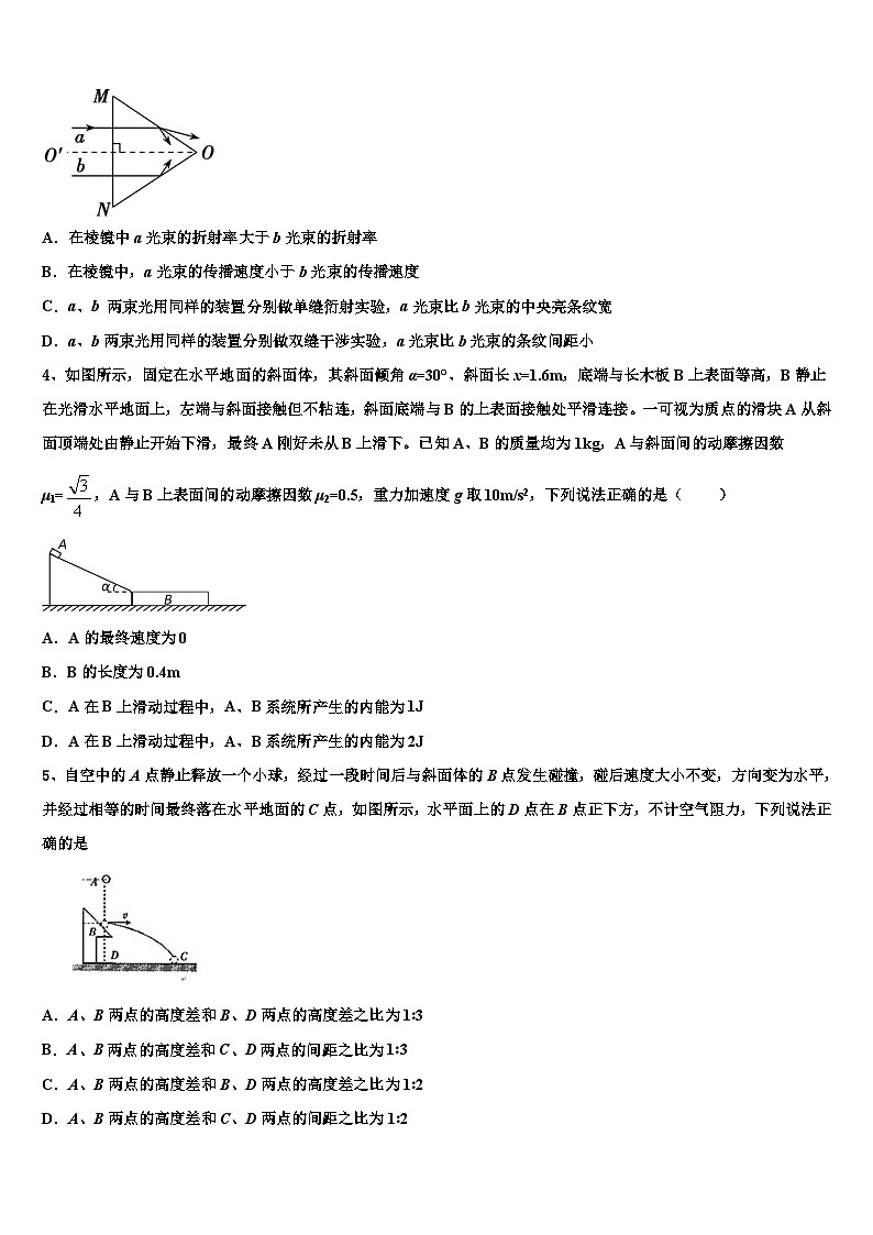 2026届吉林省公主岭市高三3月份第一次模拟考试物理试卷含解析第2页