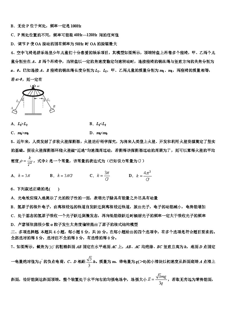 2026届吉林省白山市抚松县第六中学高三3月份模拟考试物理试题含解析第2页