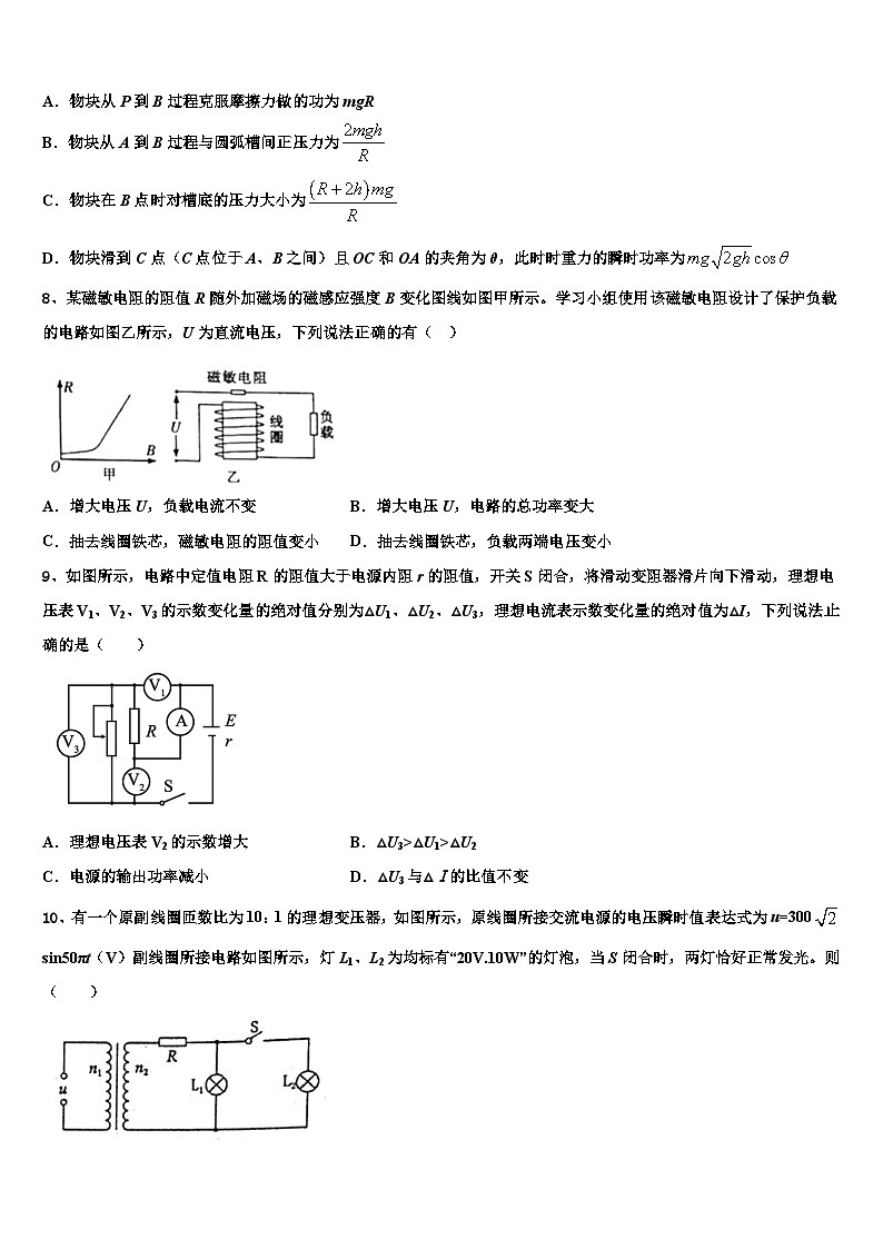 2026届黄石市重点中学高三下第一次测试物理试题含解析第3页