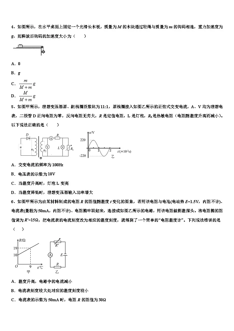 2026届吉林省高三下学期第六次检测物理试卷含解析第2页