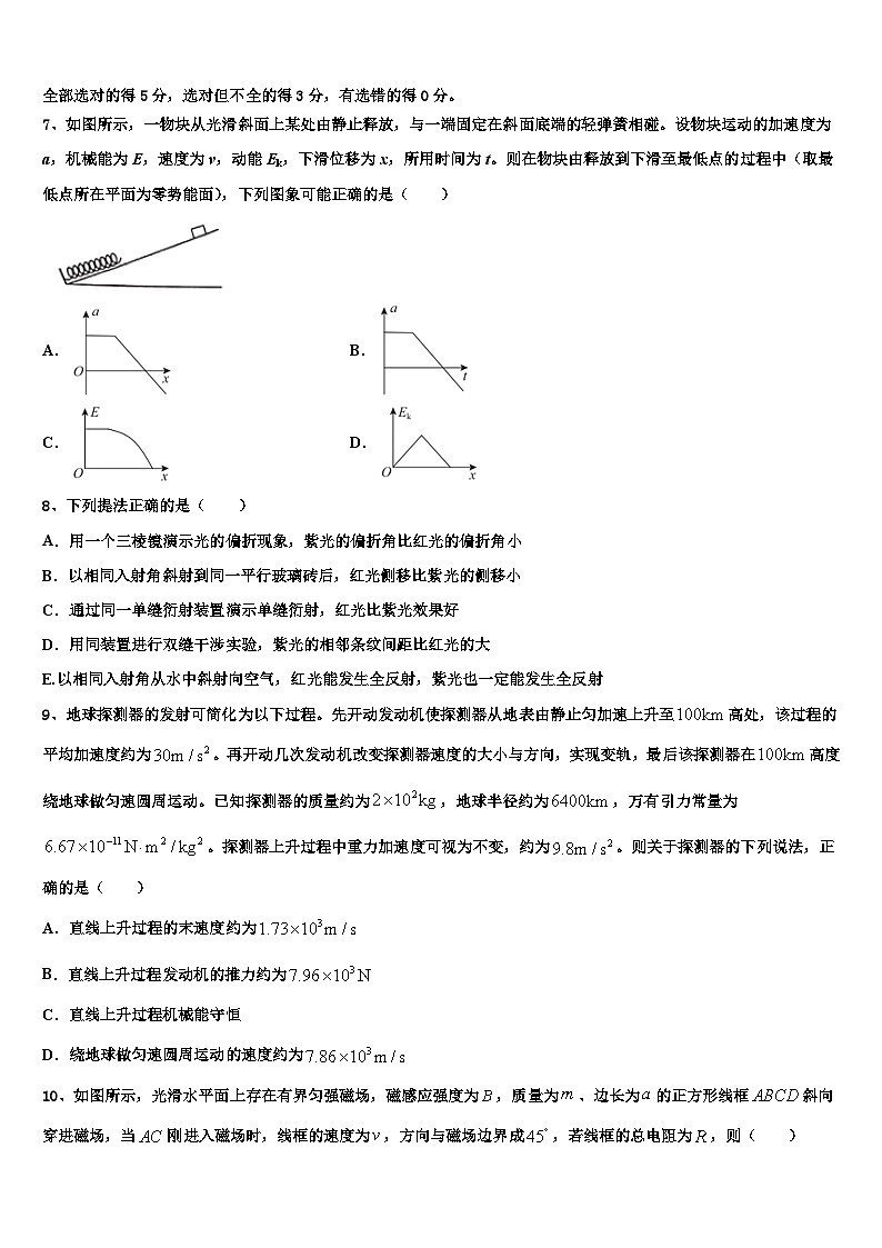 2026届湖南新课标普通高中学高三3月份模拟考试物理试题含解析第3页
