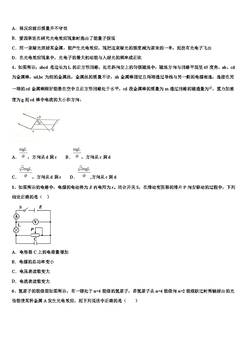 2026届湖南省株洲市攸县第四中学高三下学期联考物理试题含解析第2页