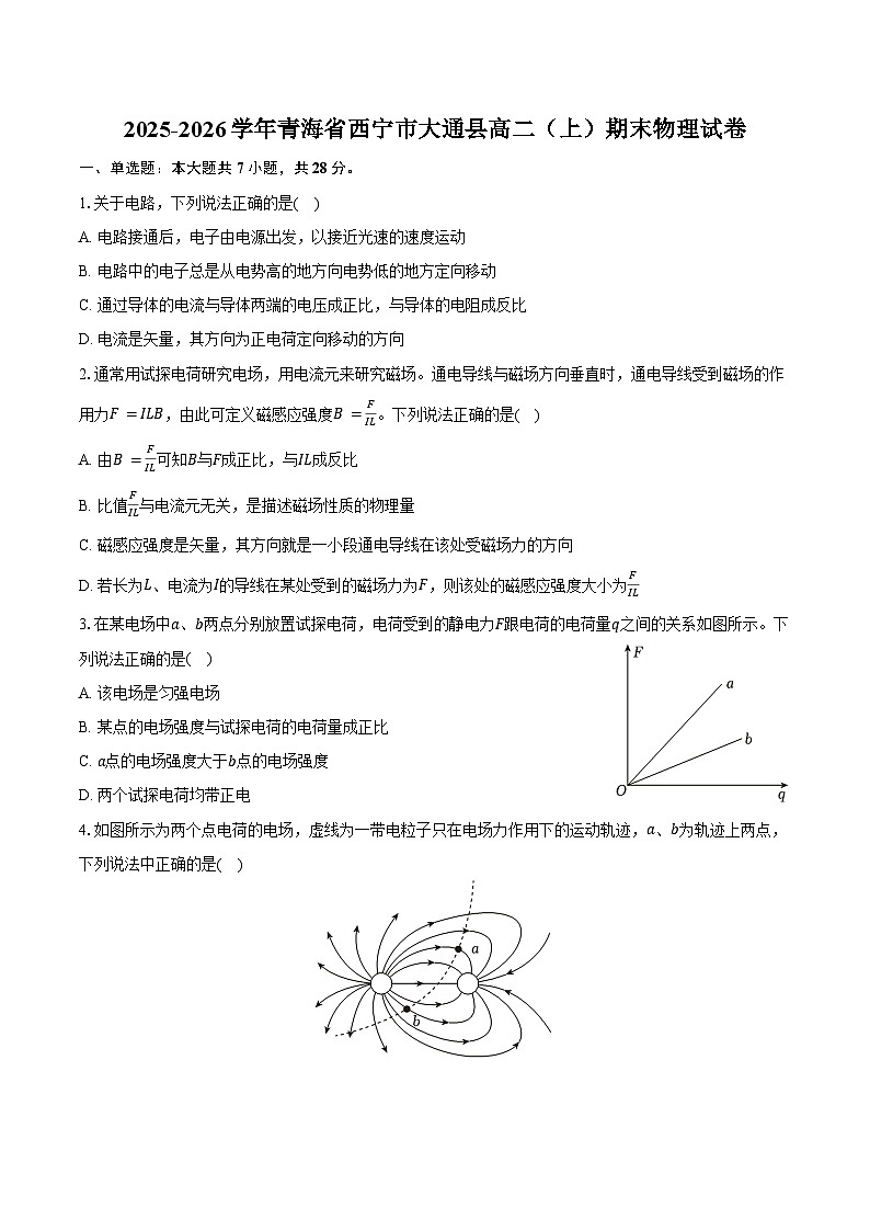 2025-2026学年青海省西宁市大通县高二（上）期末物理试卷（含答案）第1页