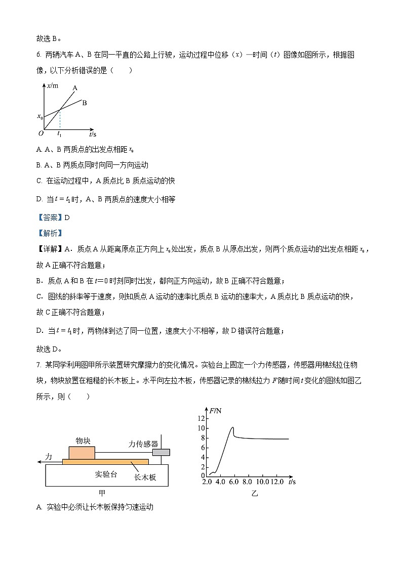 北京市密云区2023-2024学年高一上学期期末考试物理试卷 含解析第3页