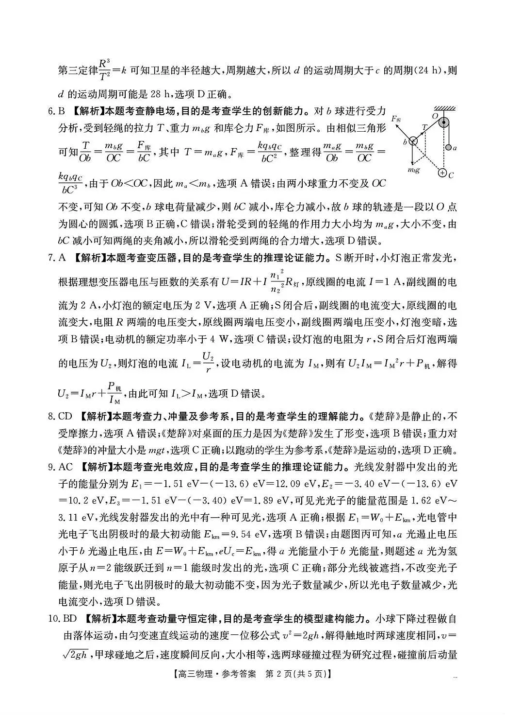 湖南省2026届高三上学期1月期末联考物理答案第2页