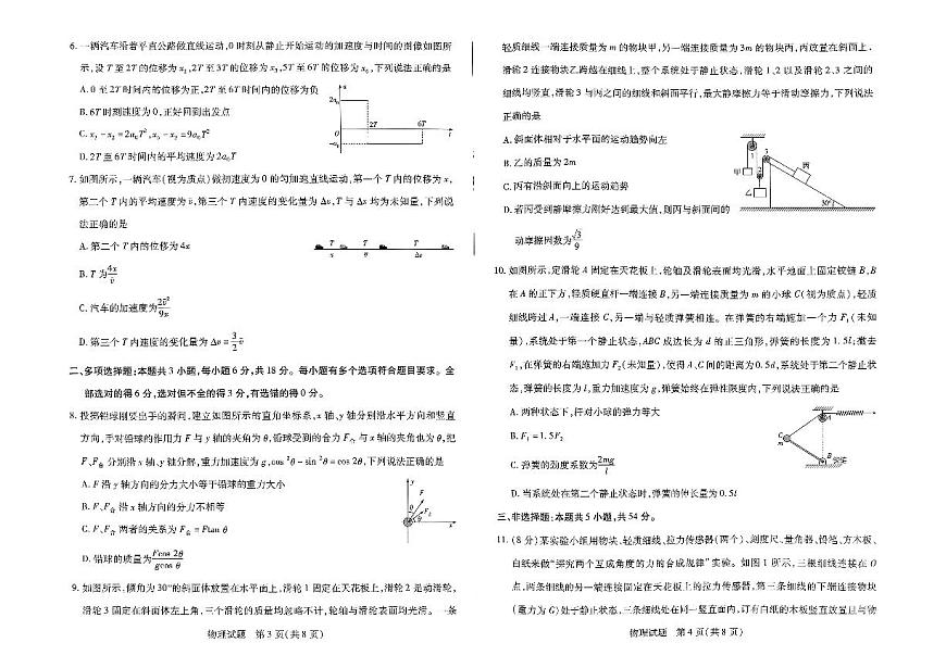 河南省天一大联考2024—2025 学年高一年级上学期期中考试物理试题（无答案）第2页