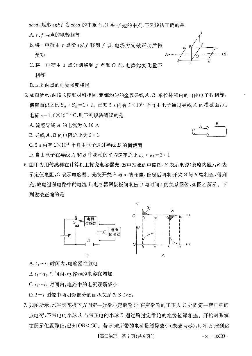 2024-2025学年上学期高二物理期中考试试卷(1)第2页