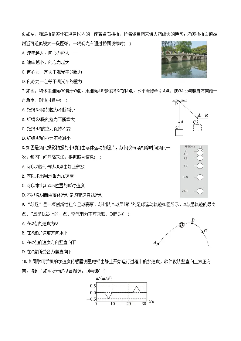 江苏省苏州市2025-2026学年高一（上）期末物理试卷（含答案）第2页