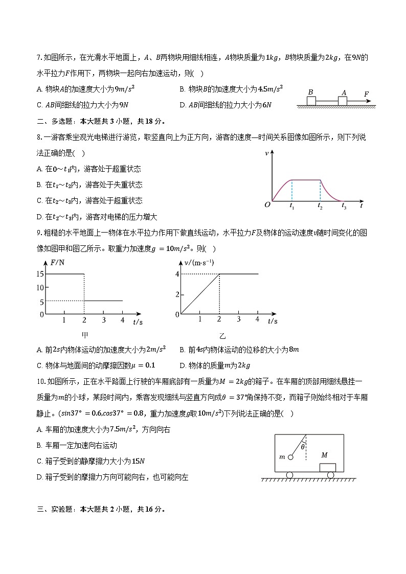 内蒙古乌兰察布市集宁二中2025-2026学年高一（上）期末物理试卷（含答案）第2页