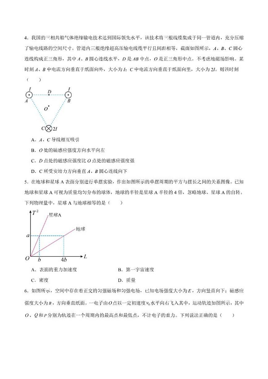 2026届云南省大理白族自治州高三上学期第二次复习统一检测物理试卷（含答案）第2页