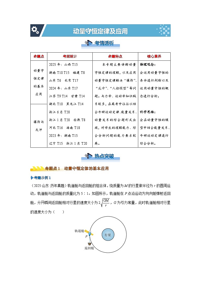 新高考物理二轮复习——动量守恒定律及应用学案第1页