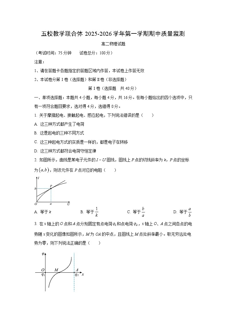 【物理】福建省宁德市福宁古五校教学联合体2025-2026学年高二上学期11月期中质量检测试题（学生版）第1页