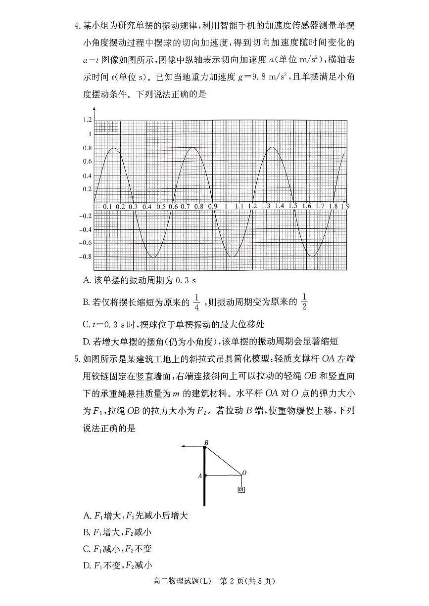 高二1月期末物理试题第2页