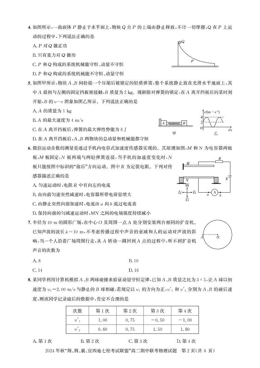 高二期中联考-物理试卷第2页