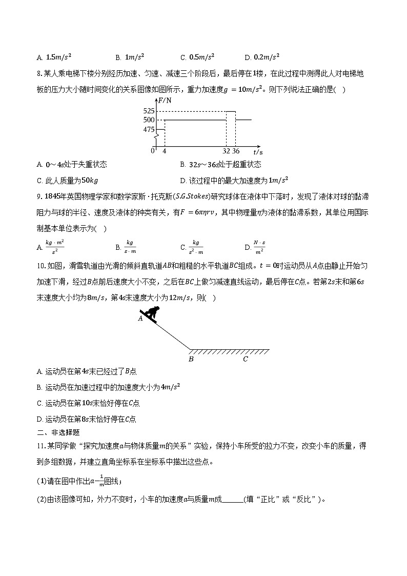 2025-2026学年陕西省榆林市高一（上）期末物理试卷（含解析）第2页