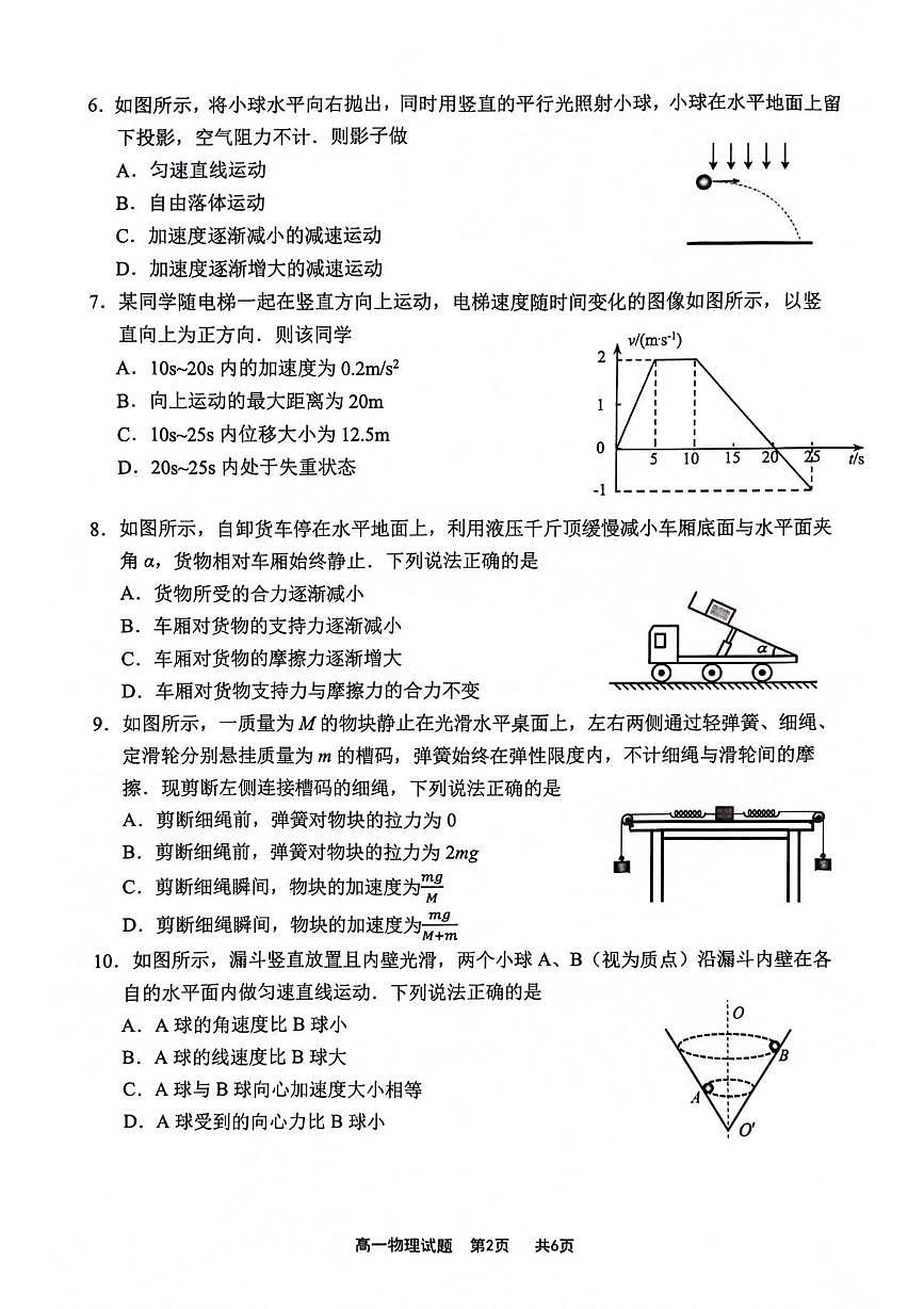 江苏连云港市2025-2026学年高一第一学期期末考试物理试题第2页