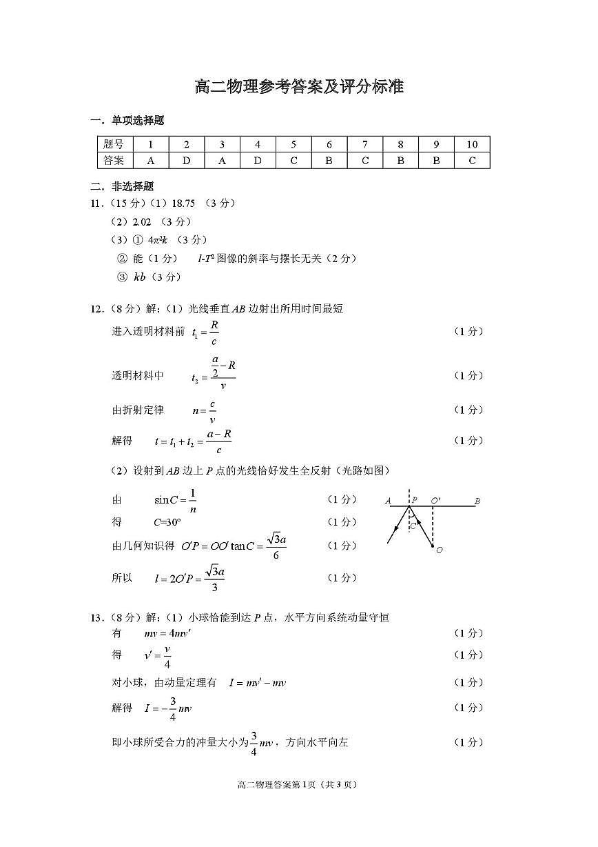 江苏南通市区、通州、启东2025-2026学年高二上学期期末考试物理答案第1页