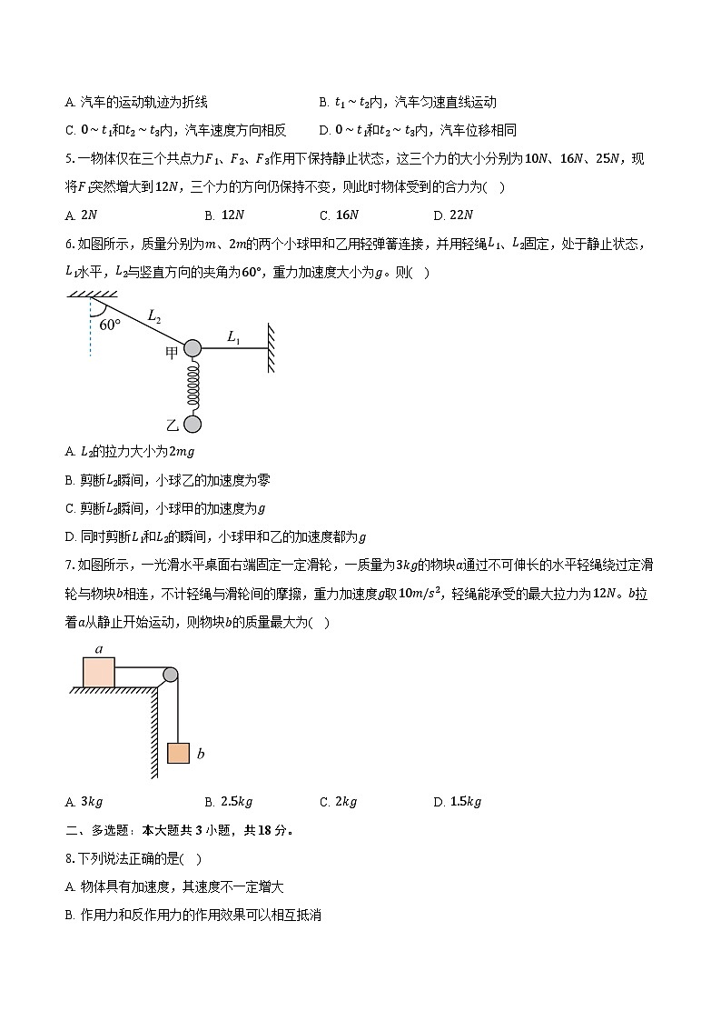 2025-2026学年四川省达州市高一上学期期末考试物理试卷（含答案）第2页