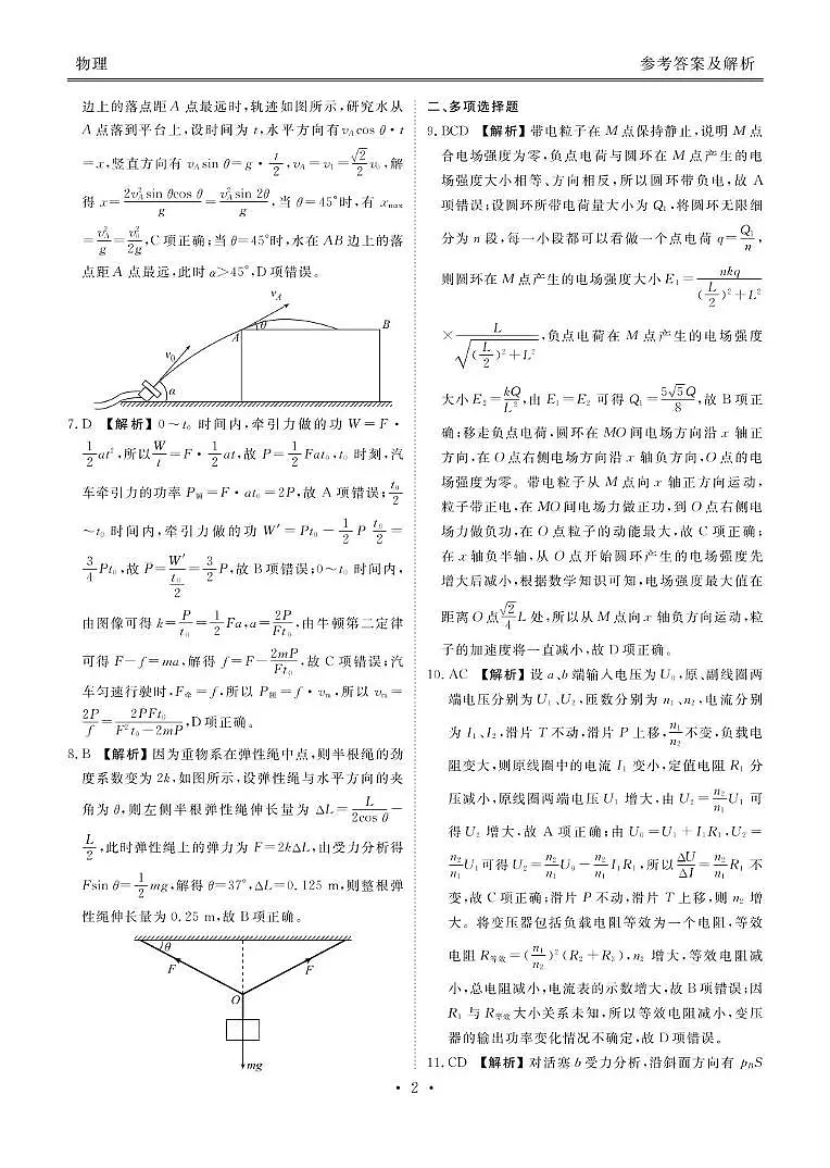2025届山东部分学校高三下学期4月模考物理答案第2页