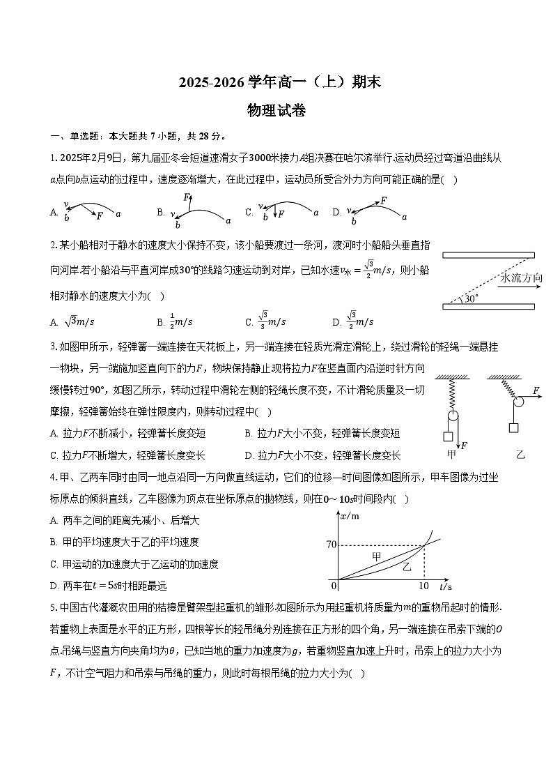 黑龙江省齐齐哈尔市部分学校2025-2026学年高一上学期1月期末考试物理试卷（Word版附解析）第1页
