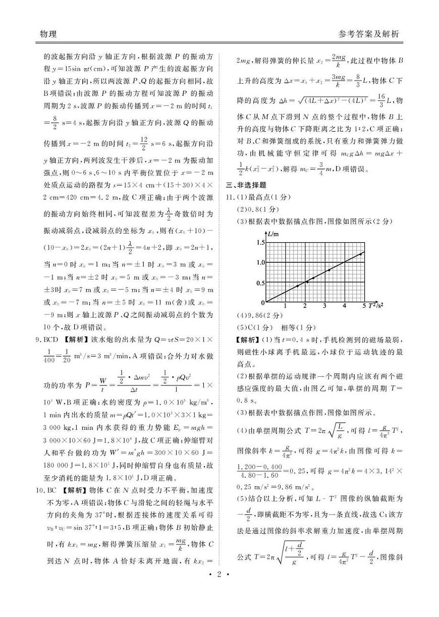 陕西省衡水金卷2026届高三上学期2月联考物理答案第2页