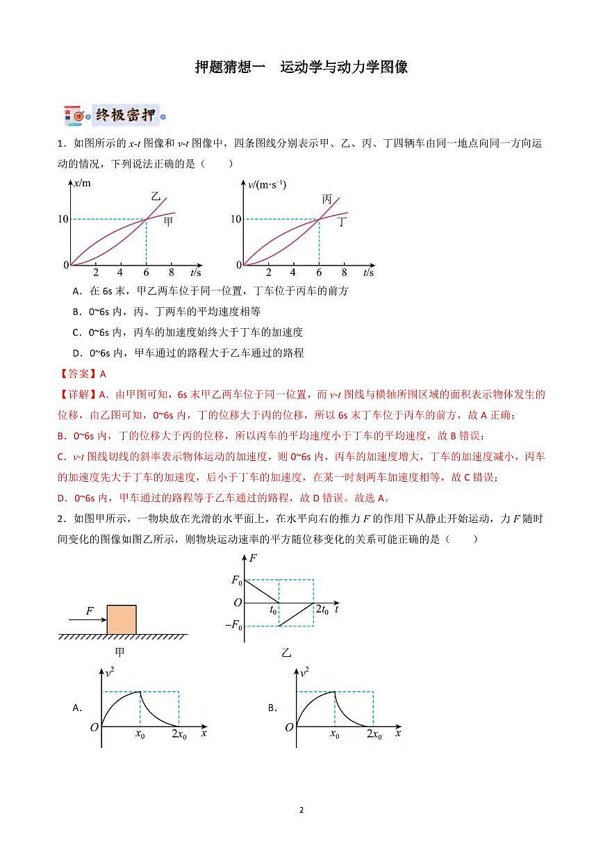 高考终极押题猜想物理讲义知识清单（共105页）第2页