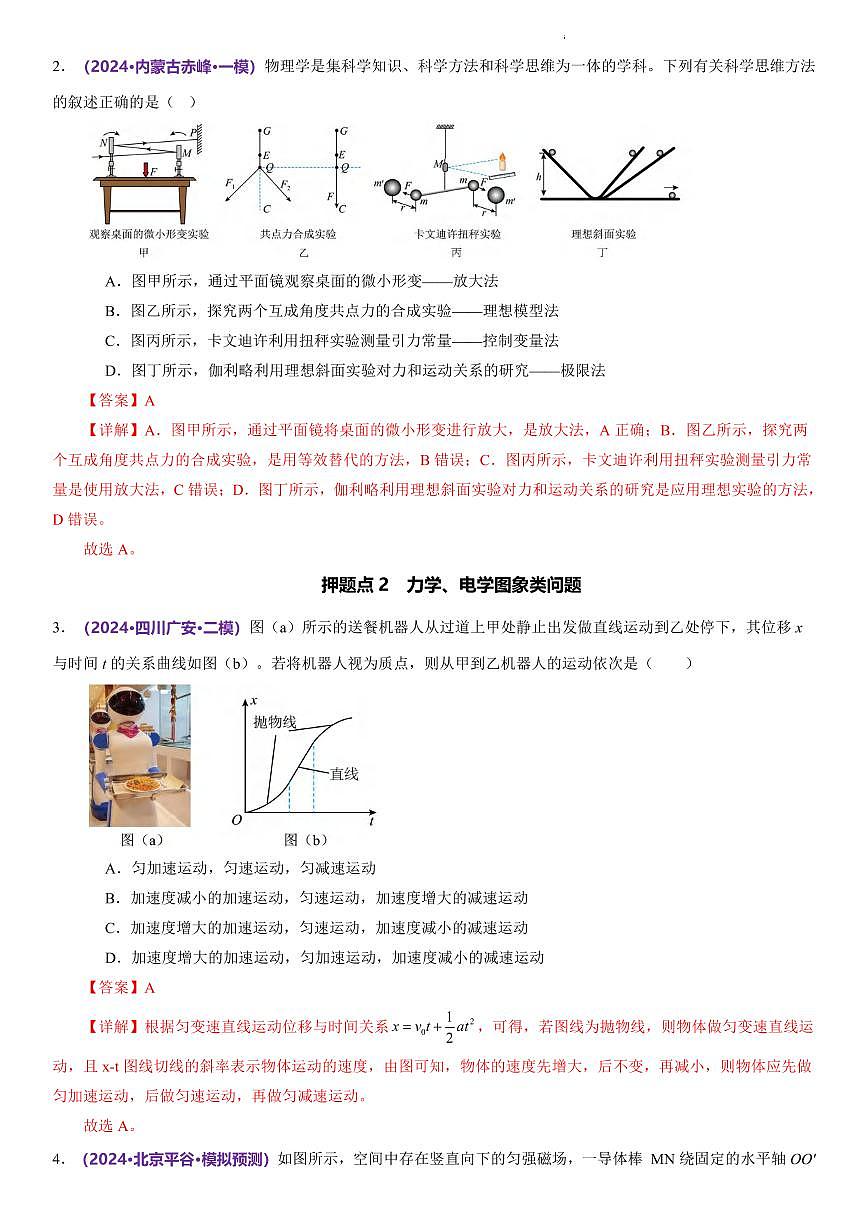 高考物理考前查漏高频考点押题探秘知识清单（共25页）第2页