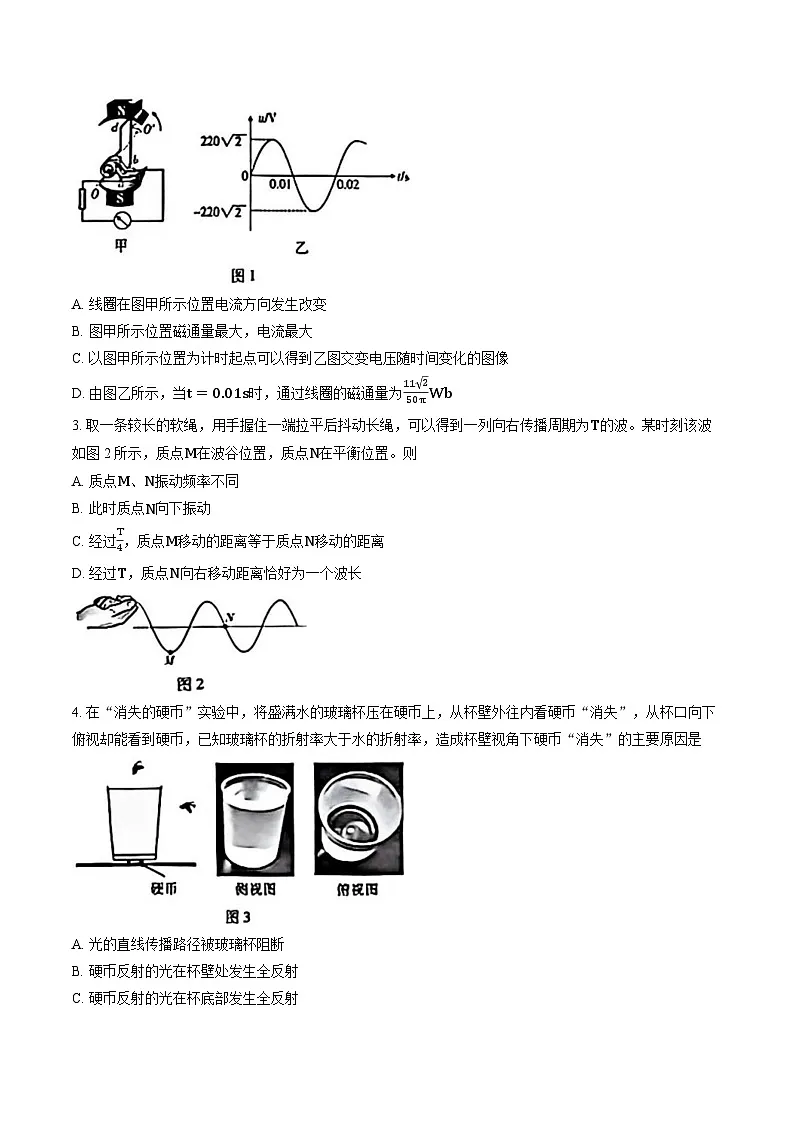2026年广东茂名市高三高考第一次模拟测试试卷物理试卷及答案第2页