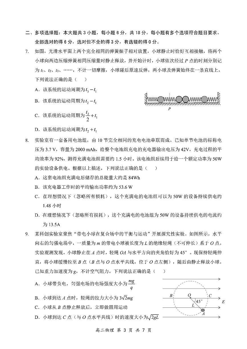 广东省深圳市南山区2025-2026学年高二上学期期末质量监测物理试题含答案第3页