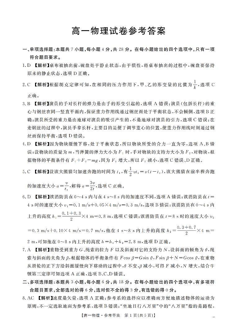 物理答案_扫描版第1页