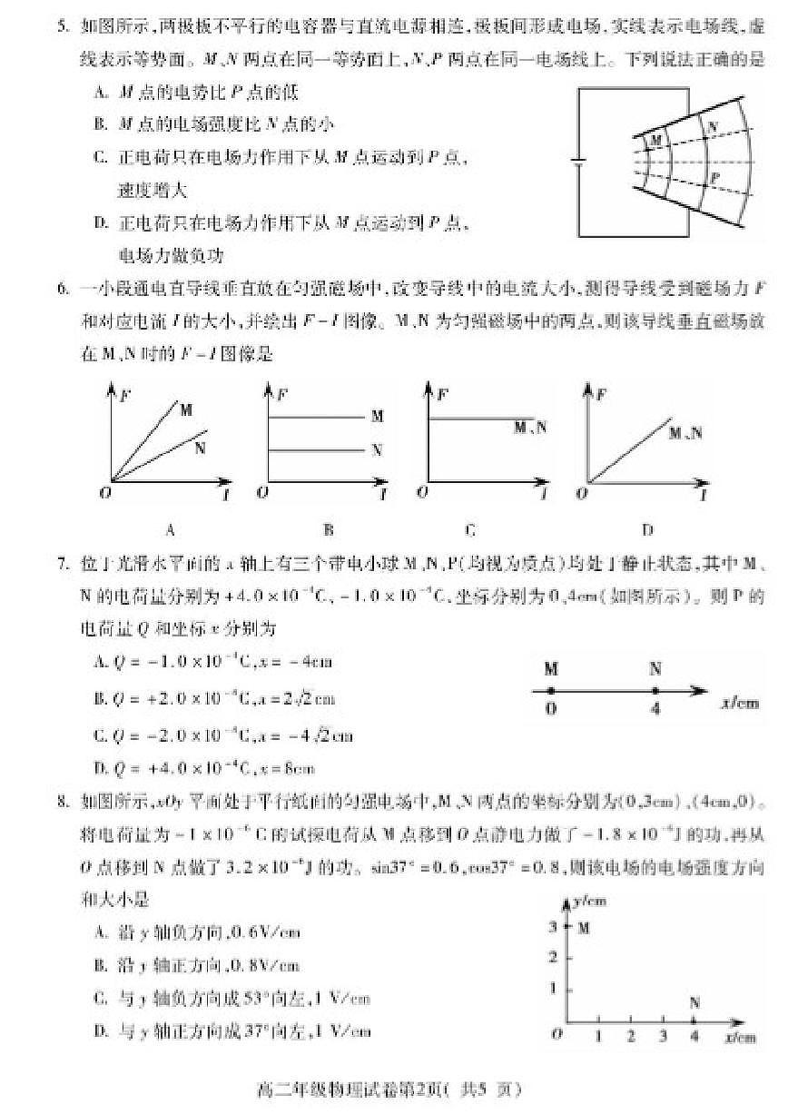 2025-2026学年安徽蚌埠市高二上学期期末学业水平监测物理试题（含答案）第2页