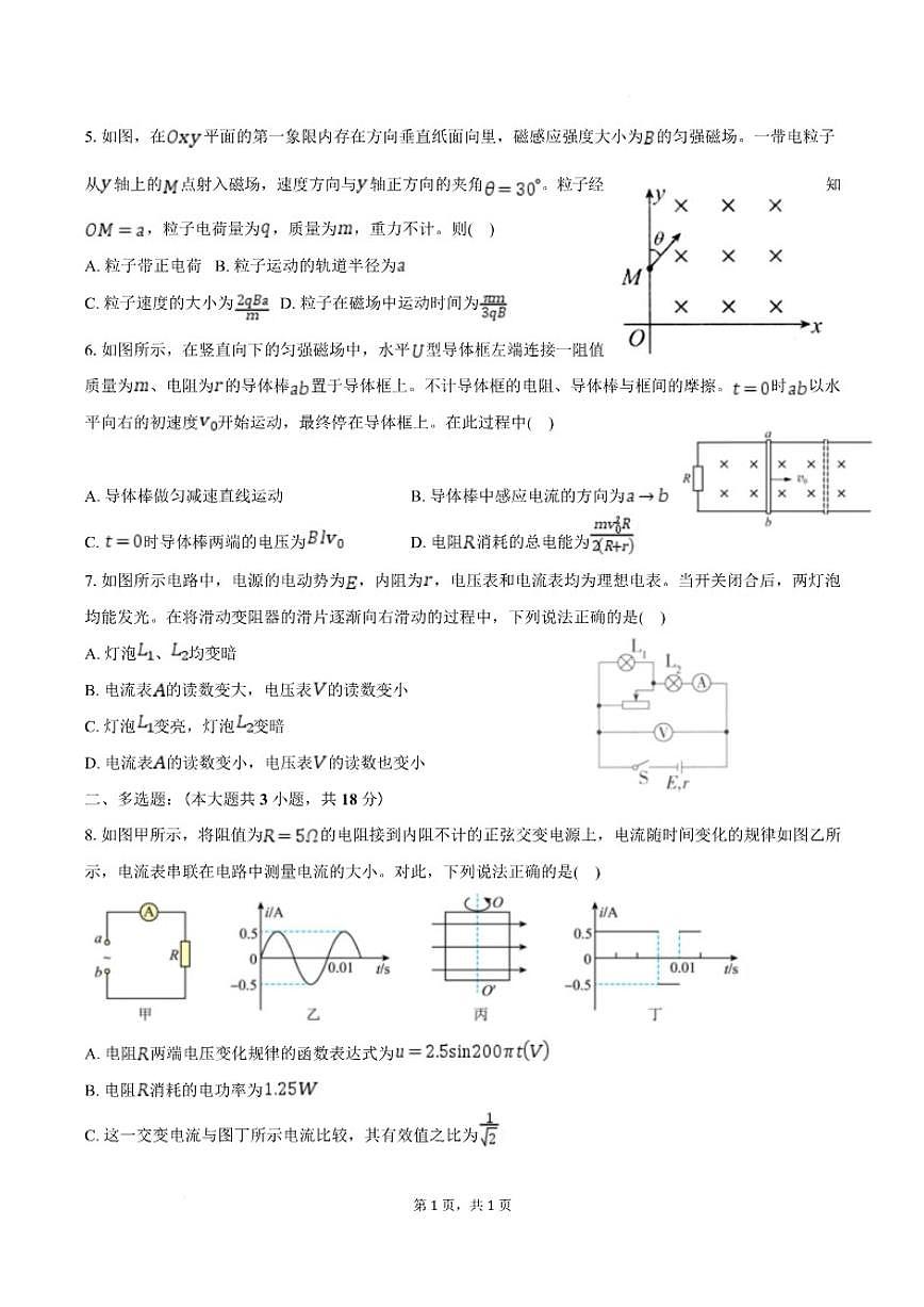 2025-2026学年吉林省长春市第十七中学高二上学期第三学程考试（期末）物理（含解析）试卷第3页