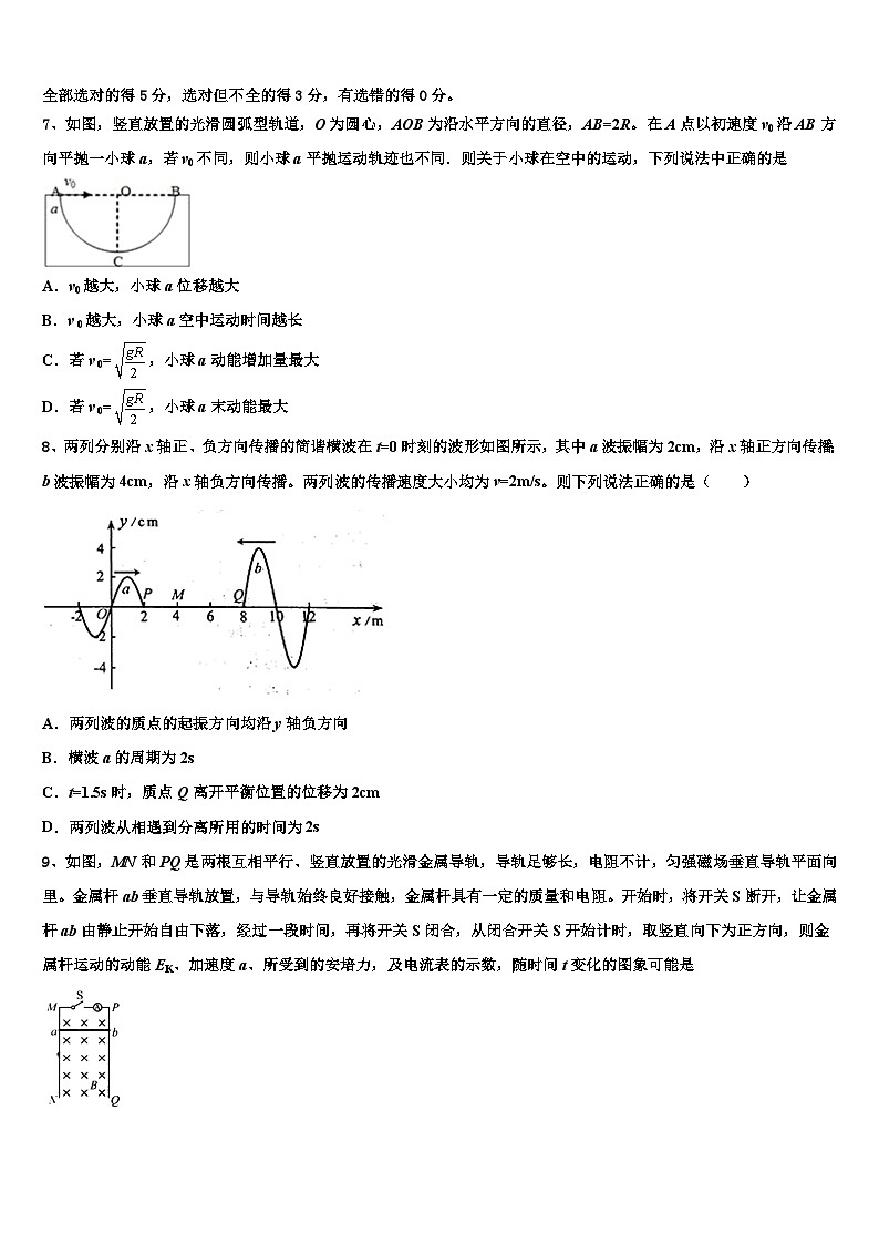 2026届吉林省长春市九台市师范中高考物理全真模拟密押卷含解析第3页