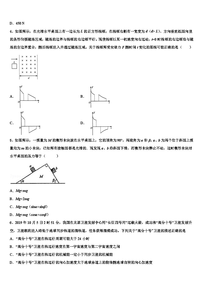 2026届吉林省长春市双阳区长春一五一中学高考全国统考预测密卷物理试卷含解析第2页