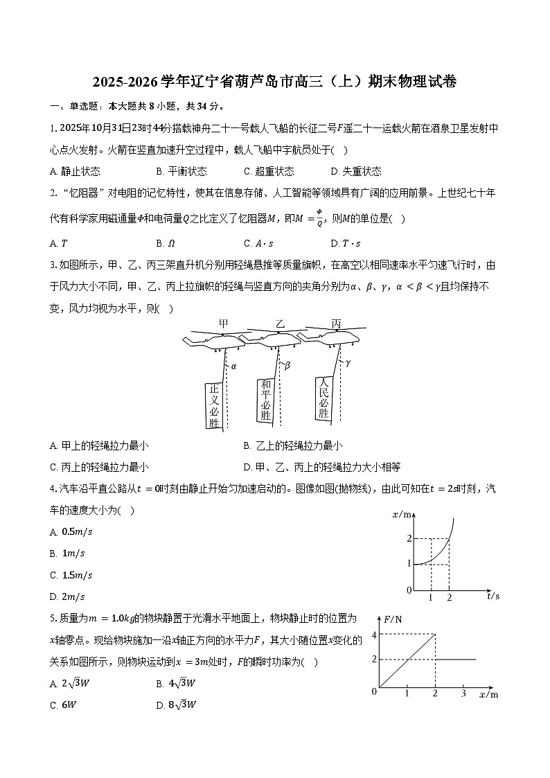2025-2026学年辽宁省葫芦岛市高三（上）期末物理试卷（含答案）第1页