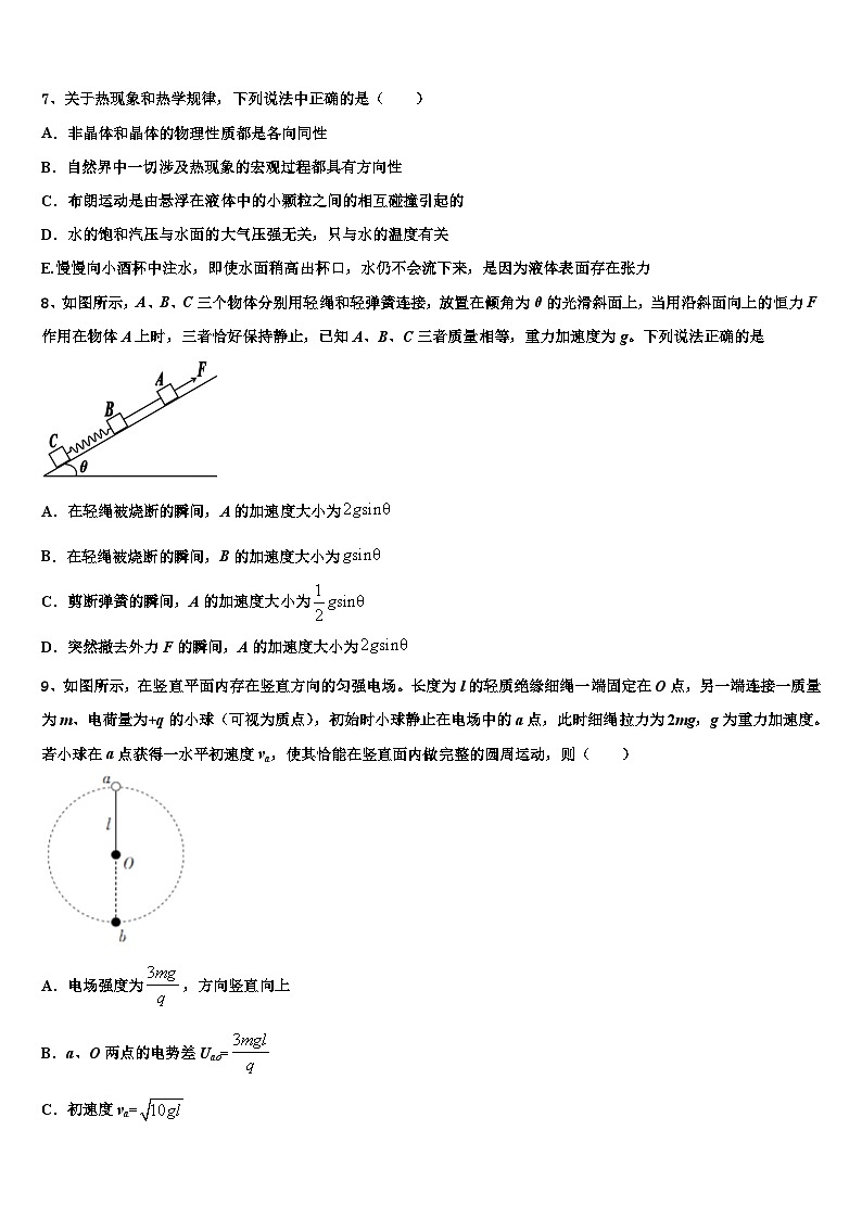 2026届级广元中学高考冲刺模拟物理试题含解析第3页