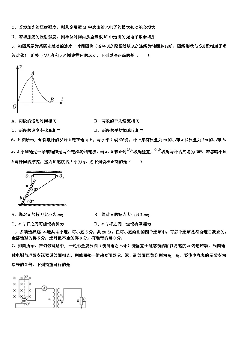 2026届吉林省长春市名校高三下学期第五次调研考试物理试题含解析第2页