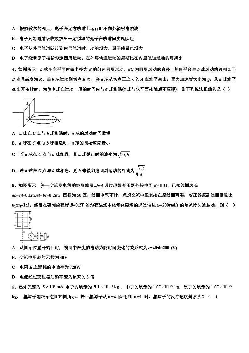 2026届吉林省长春市高中名校高三冲刺模拟物理试卷含解析第2页