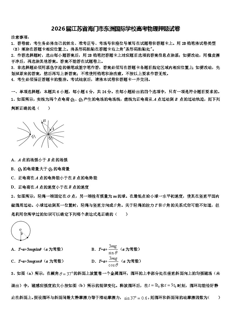 2026届江苏省海门市东洲国际学校高考物理押题试卷含解析第1页