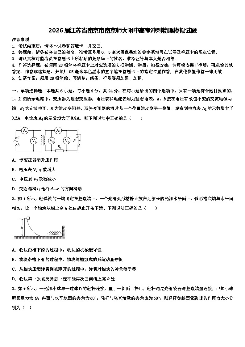 2026届江苏省南京市南京师大附中高考冲刺物理模拟试题含解析第1页