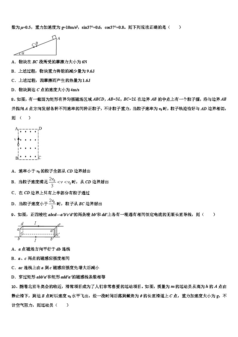 2026届江苏省南京市南京师范大学附属中学高考全国统考预测密卷物理试卷含解析第3页