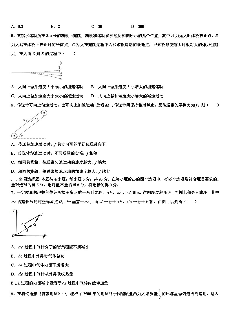2026届江苏省苏州十中高考物理五模试卷含解析第2页