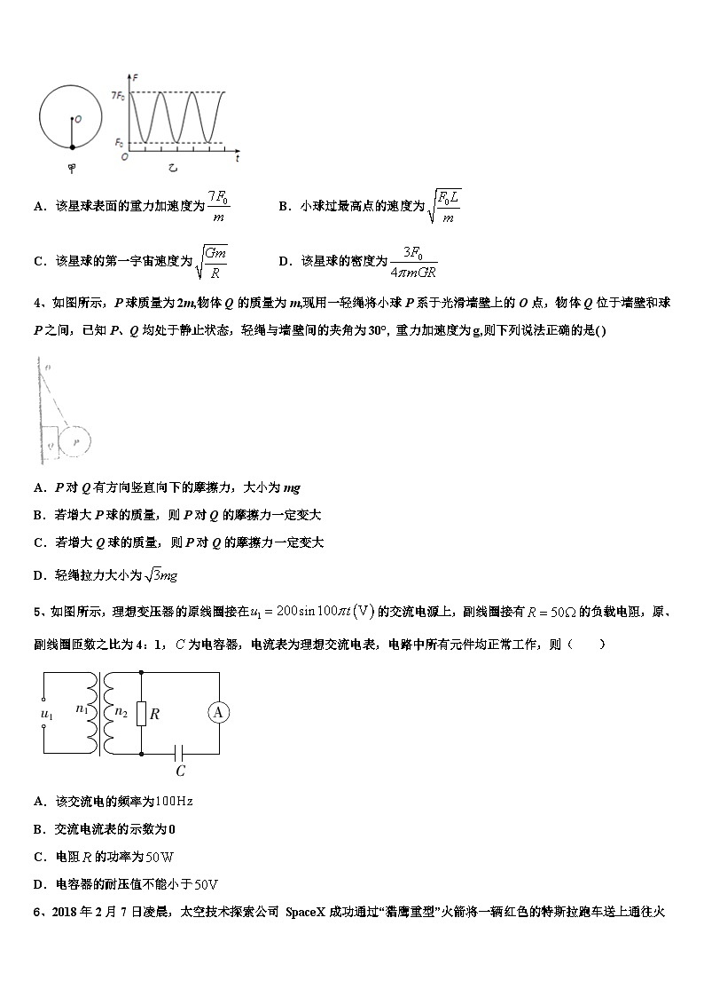 2026届江苏省无锡市天一中学高考物理全真模拟密押卷含解析第2页