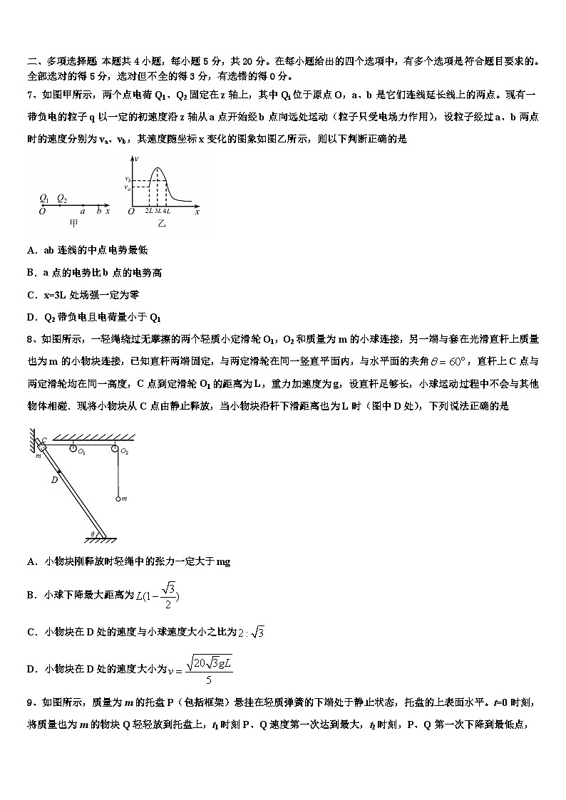 2026届江苏省田家炳中江苏省南通田家炳中学高考适应性考试物理试卷含解析第3页