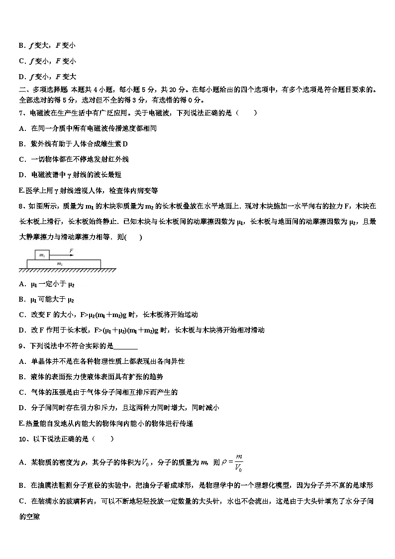 2026届江苏省启东市启东中学高考仿真模拟物理试卷含解析第3页
